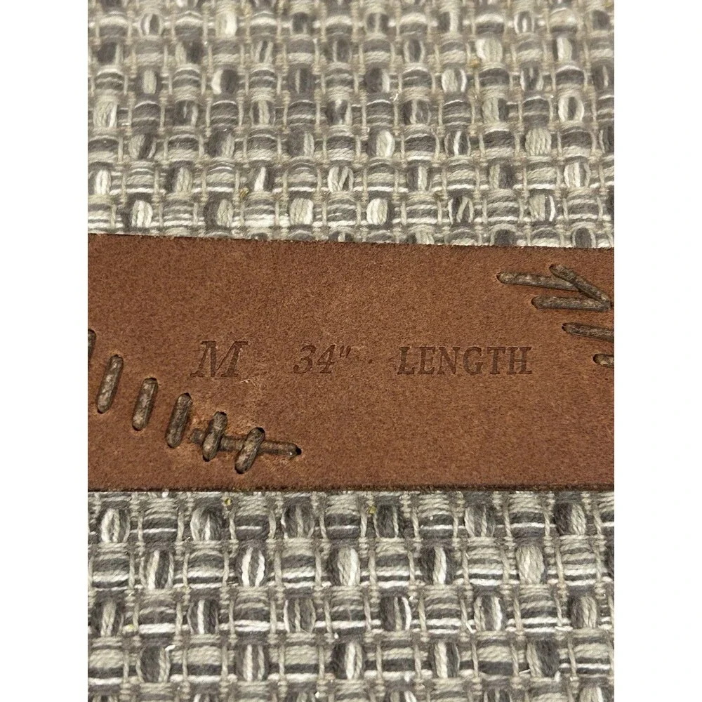 Lucky Brand Men’s Leather Belt Stitching Multi Color Leather Silver Buckle M 34”